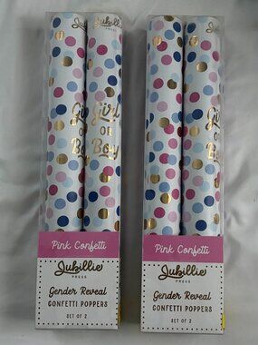 BNIB Pink Confetti Gender Reveal Confetti Poppers Set of 4